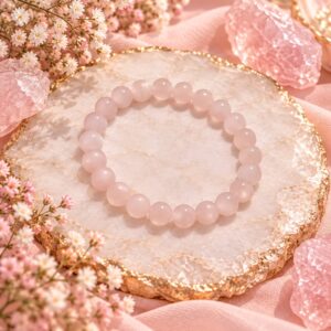Pulsera Cuarzo rosa 8mm Amor, dulzura y armonía emocional