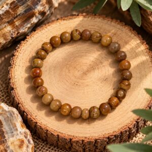 Pulsera de Madera Petrificada (Fossil Wood) 6mm – Conexión con la Tierra, Estabilidad y Fuerza Interior