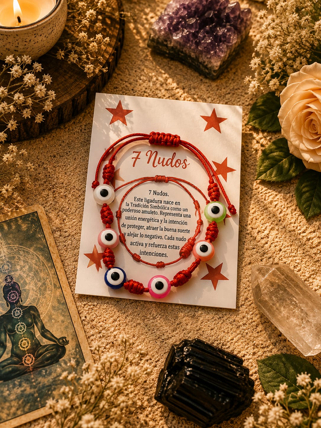 Pulsera siete nudos con ojo turco