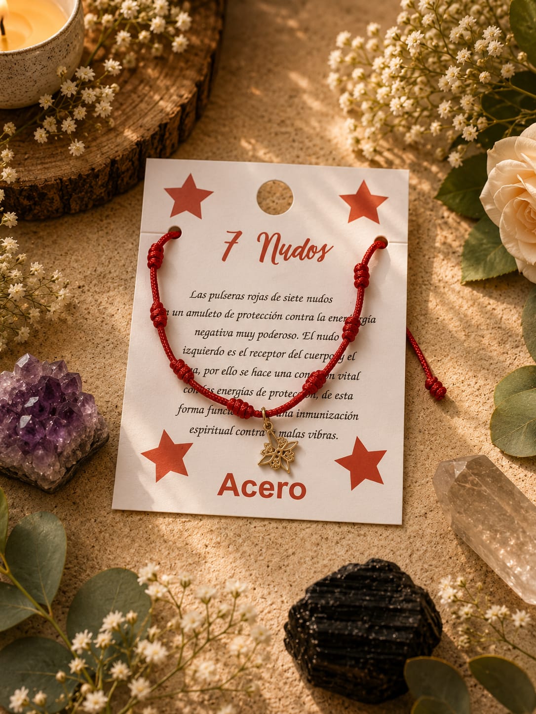 Pulseras 7 nudos con nudo de bruja pequeño