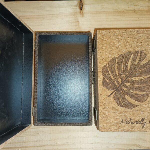 caja madera forrada corcho seregrafiado - Imagen 2