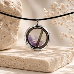 Collar Amatista Herkimer barra Turmalina