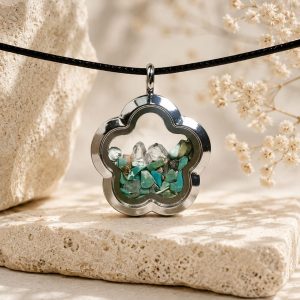 Collar Turquesa y Diamante Herkimer