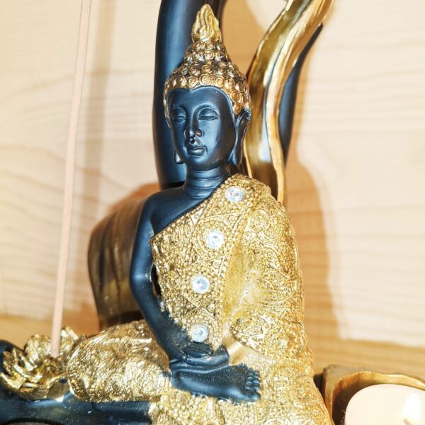 Figura Budha con porta vela, incienso varilla y cono reflujo - Imagen 5