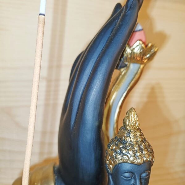 Figura Budha con porta vela, incienso varilla y cono reflujo - Imagen 4