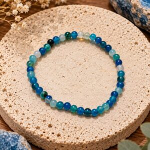 Pulsera de Ágata Azul 4mm – Calma, Protección y Equilibrio Emocional