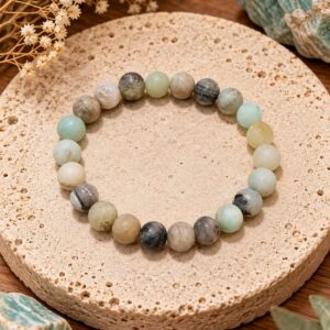 Pulsera de Amazonita 8mm semi pulida – Armonía, Comunicación y Equilibrio Emocional