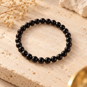 Pulsera de Espinela Negra 6mm – Protección, Fuerza Interior y Equilibrio Energético