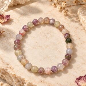 Pulsera de Turmalina de Colores 6mm – Protección, Equilibrio y Armonía Emocional