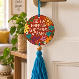 Placa decorativa «Sé la energía que deseas atraer» Decoración para puerta