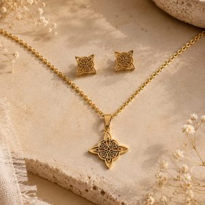 Nudo de bruja conjunto dorado