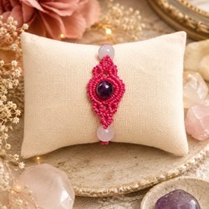 Pulsera atraer cambios   minerales y  macrame artesanía