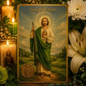 Estampa medalla grabada y oración San Judas Tadeo