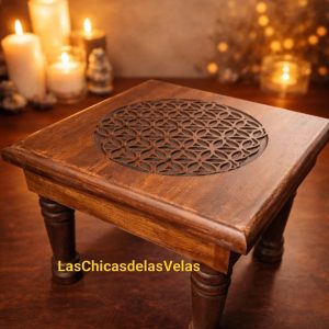 Mesa Altar Madera Flor de la vida