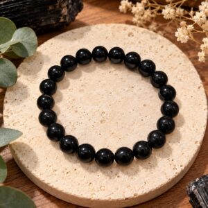 Pulsera de Turmalina Negra 8mm – Protección, Limpieza Energética y Equilibrio