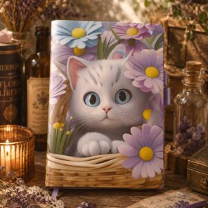 Cuaderno Gato y margaritas