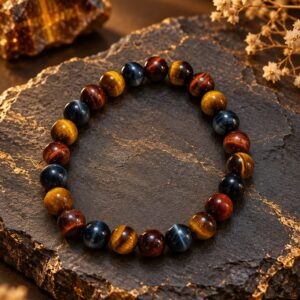 Pulsera 3 ojos, Ojo de Halcón, Ojo de Tigre y Ojo de Buey 8mm Protección · Fuerza · Confianza