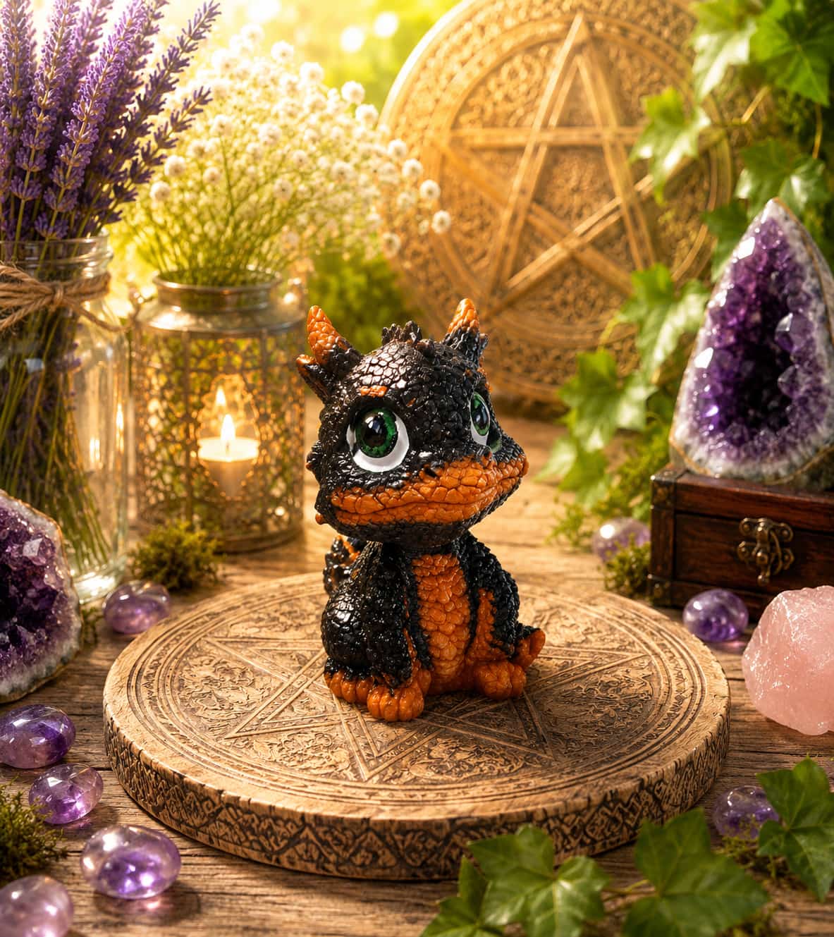 Dragón Bebé Negro y marrón