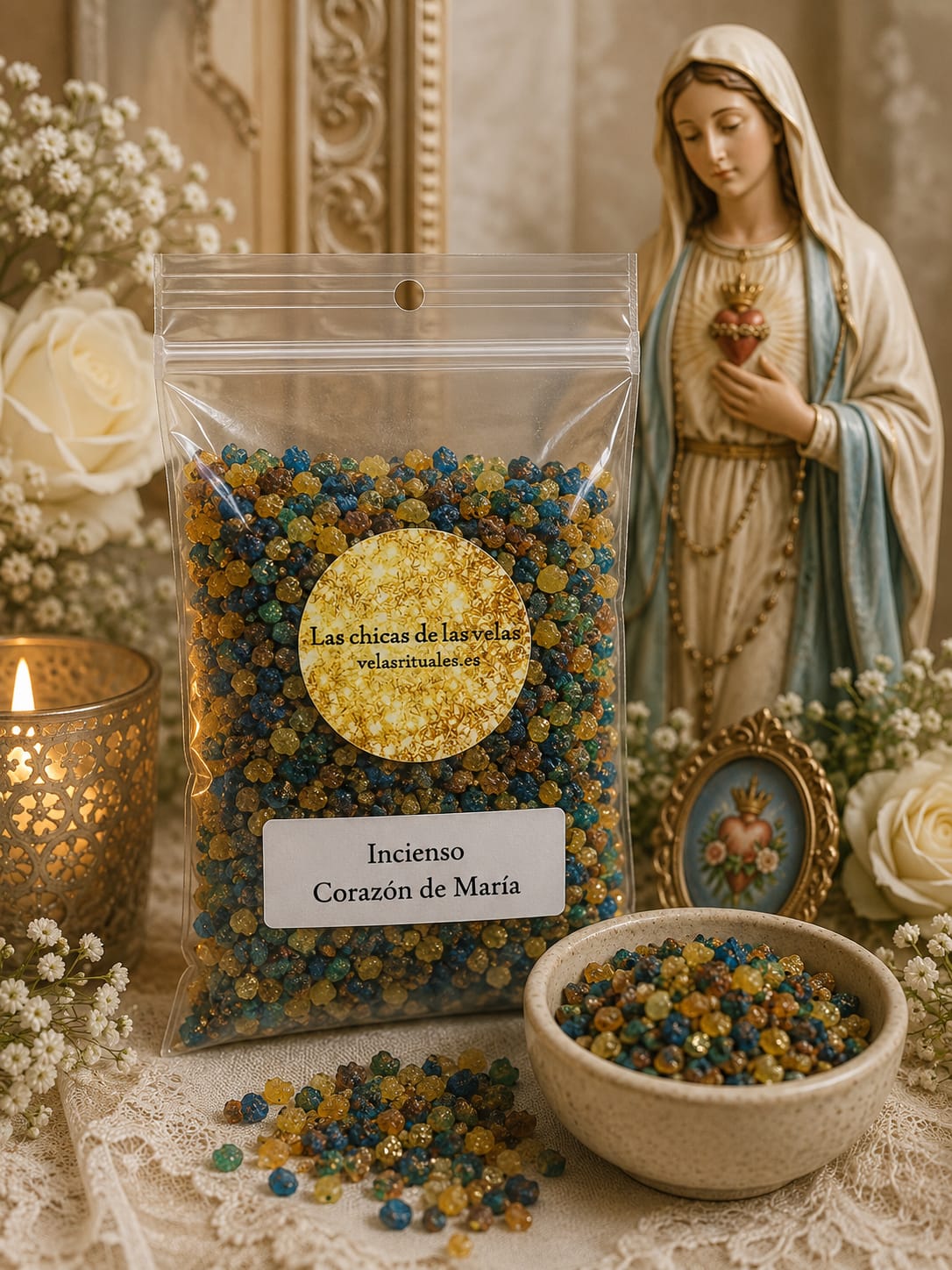 Incienso Resina Corazón de María