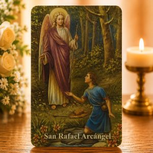 Estampa Arcángel Rafael con oración