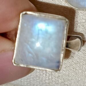 Anillo Plata, Piedra luna cuadrado