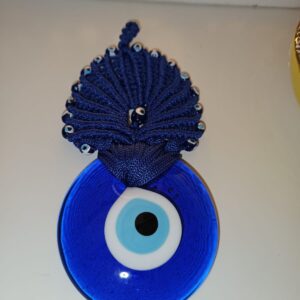 Ojo Turco colgante abanico azul