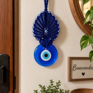 Ojo Turco colgante abanico azul