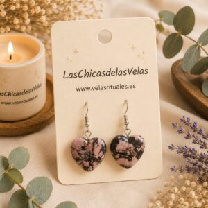 Pendientes rodonita corazón