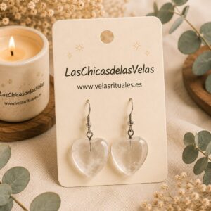 Pendientes cuarzo corazón