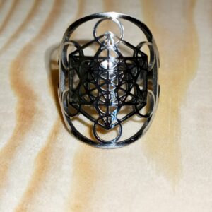 Anillo Acero Sello Metatron plateado