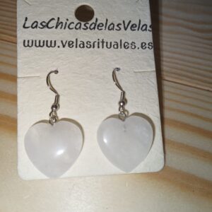 Pendientes cuarzo corazón