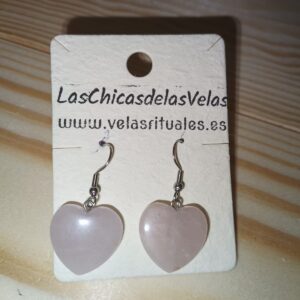 Pendientes Cuarzo Rosa corazón