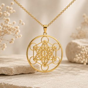 Collar Metatron acero dorado