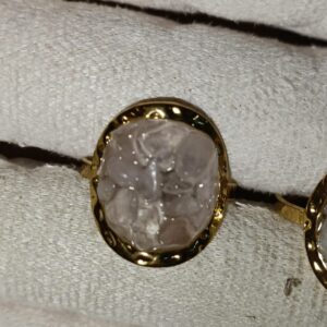 Anillo Cuarzo rosa acero