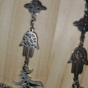 Collar Triple protección Mano de Fátima y bruja acero