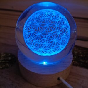 Esfera Cristal Flor de la Vida tallada a láser