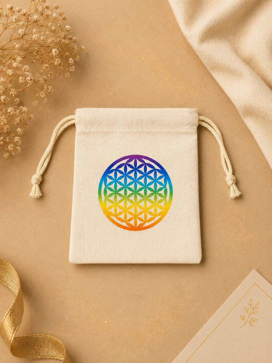 Bolsa tela diseño flor de la vida