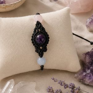 Pulsera atraer cambios   minerales y  macrame artesanía