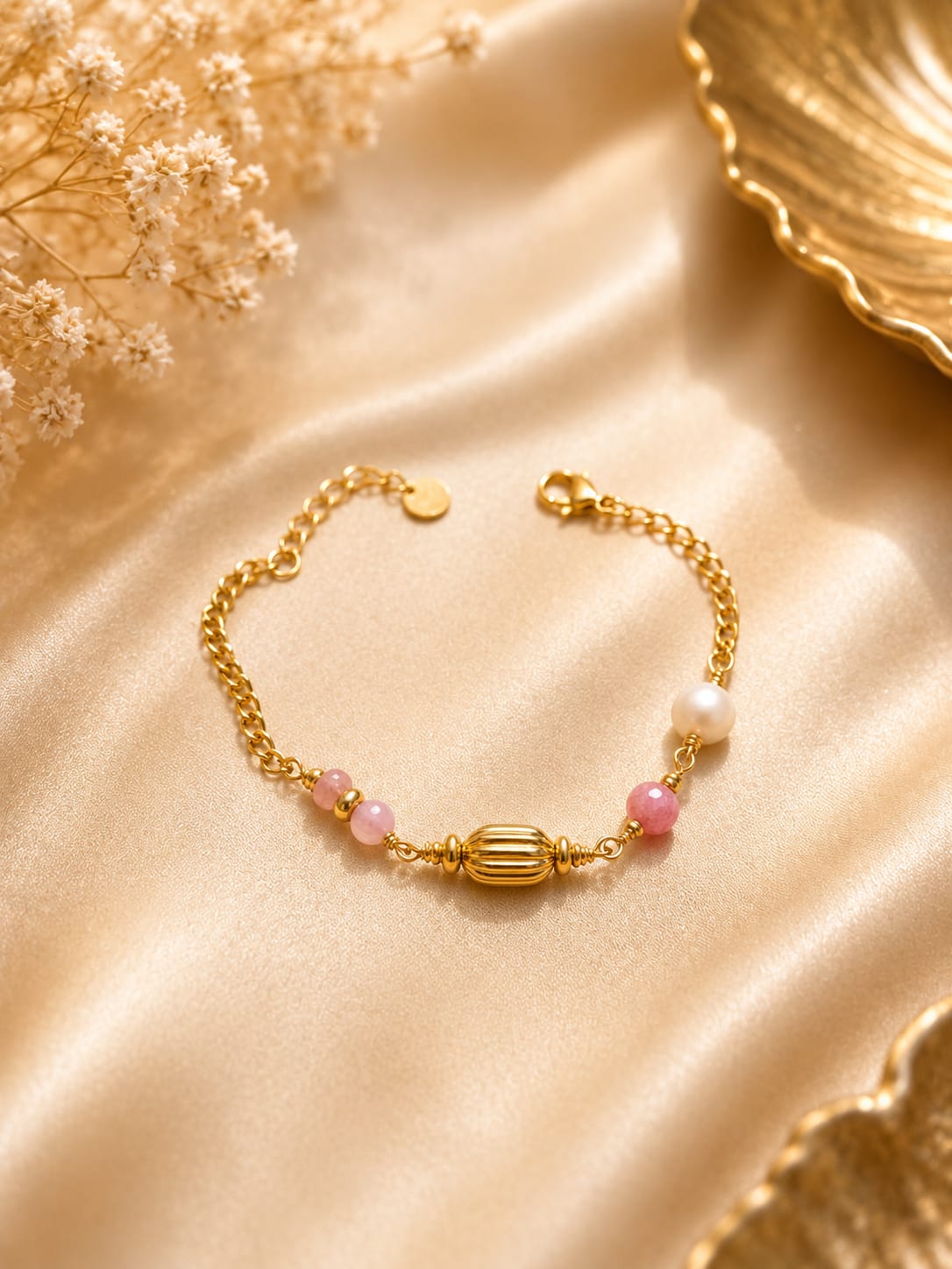 pulsera cilindro dorado