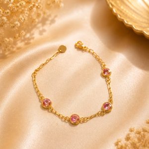 pulsera piedras rosas