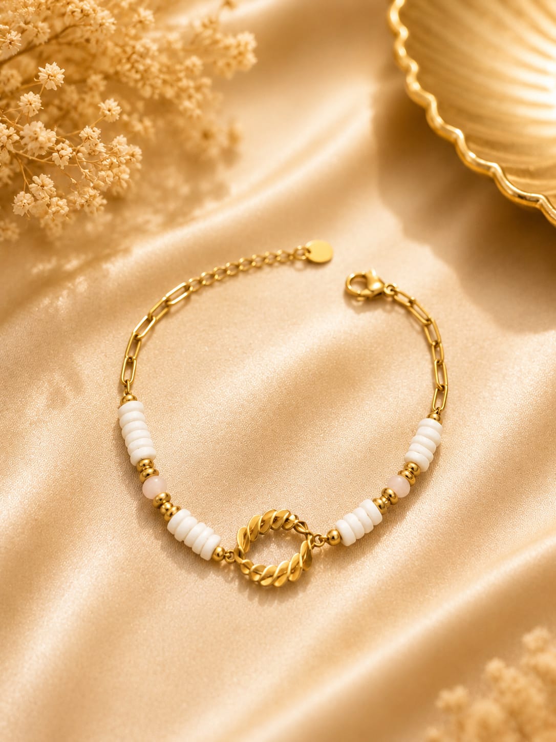pulsera piedra blanca