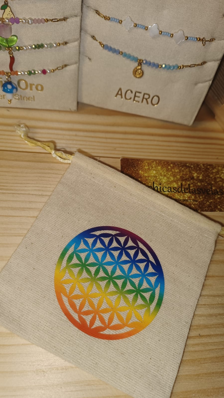 Bolsa tela diseño flor de la vida