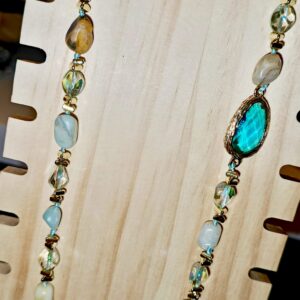 Collar Cuarzo Aqua y piedra sol