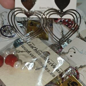 Pendientes corazones plateado acero