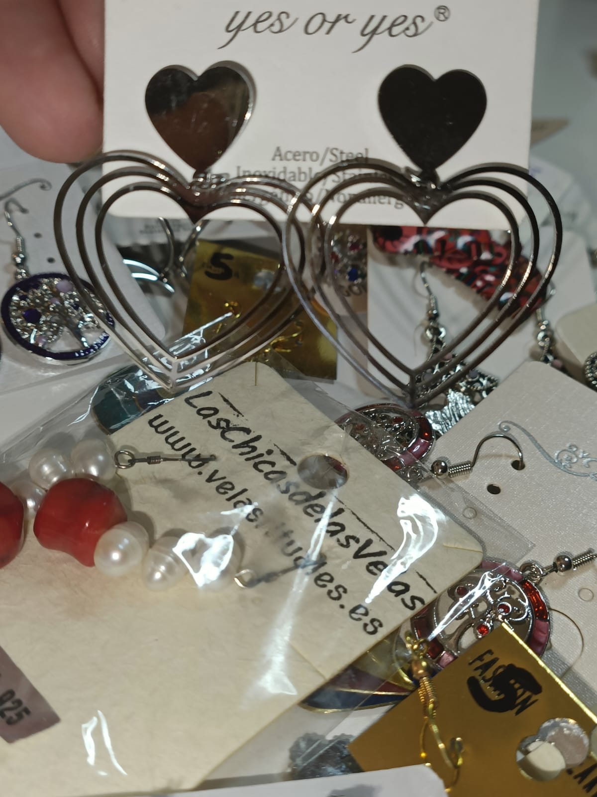 Pendientes corazones plateado acero