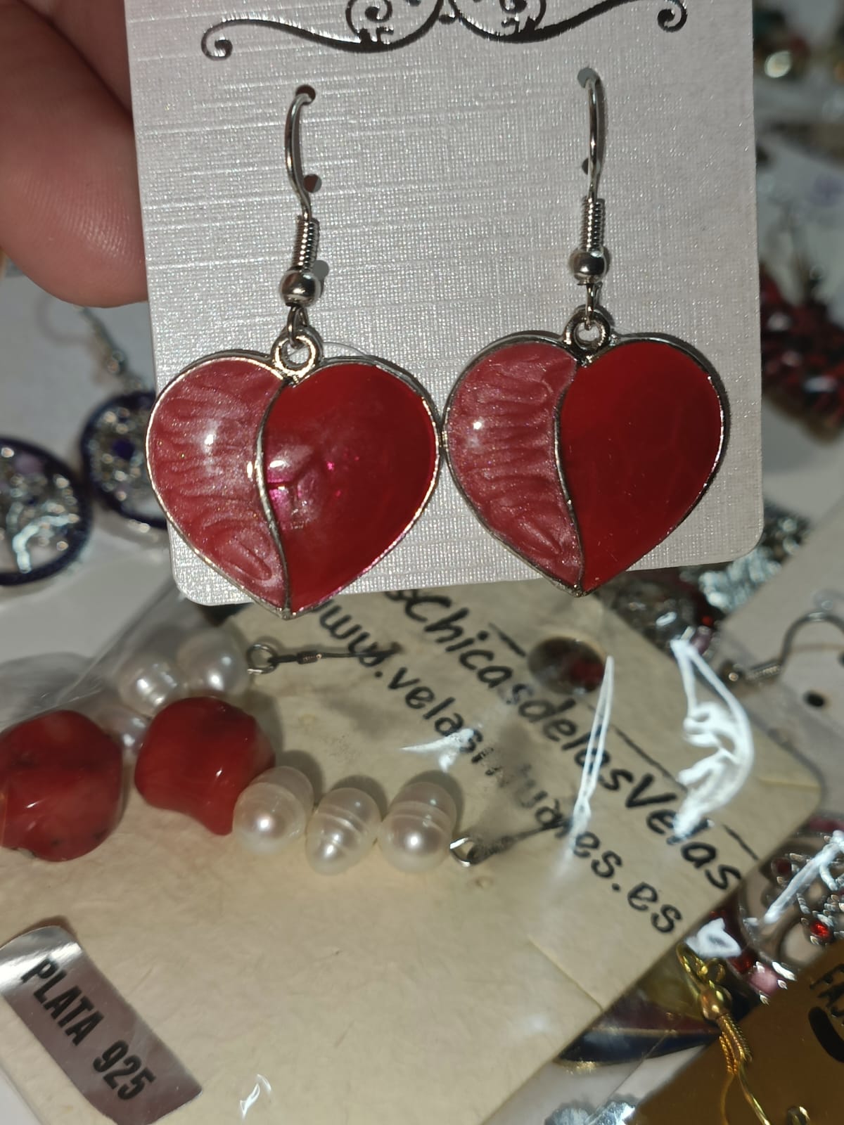 Pendientes Corazones rojos