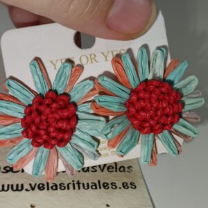 Pendientes rafia flor