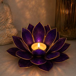 Porta vela loto morado