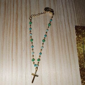pulsera cruz cristal verde