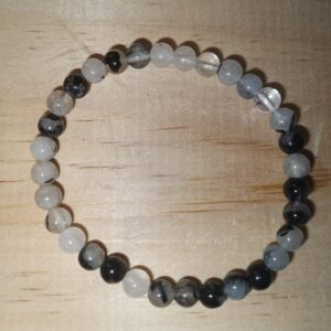 Pulsera cuarzo con turmalina incrustada 6mm